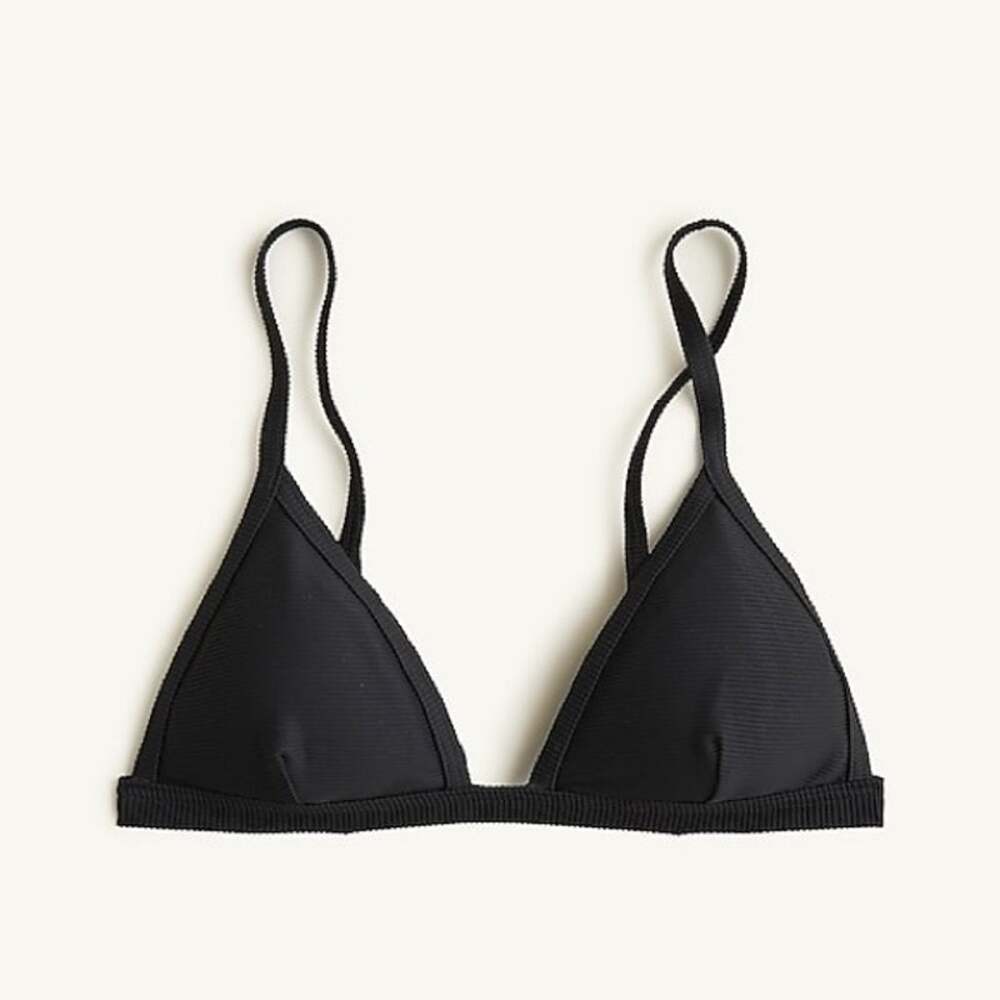 NWT J. Crew Black Ribbed Triangle Bikini Swim Bathing Suit Top Women's Size 2X